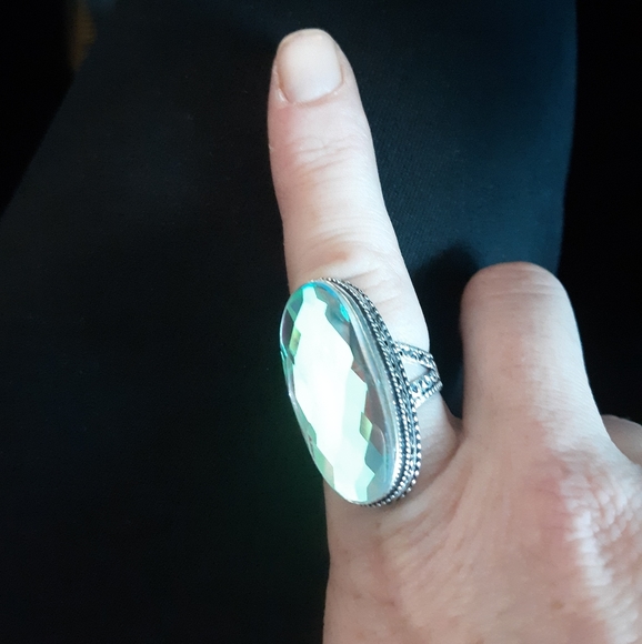 New Oversized Mercury Mystic Topaz 925 Silver Statement Ring. - Picture 8 of 8